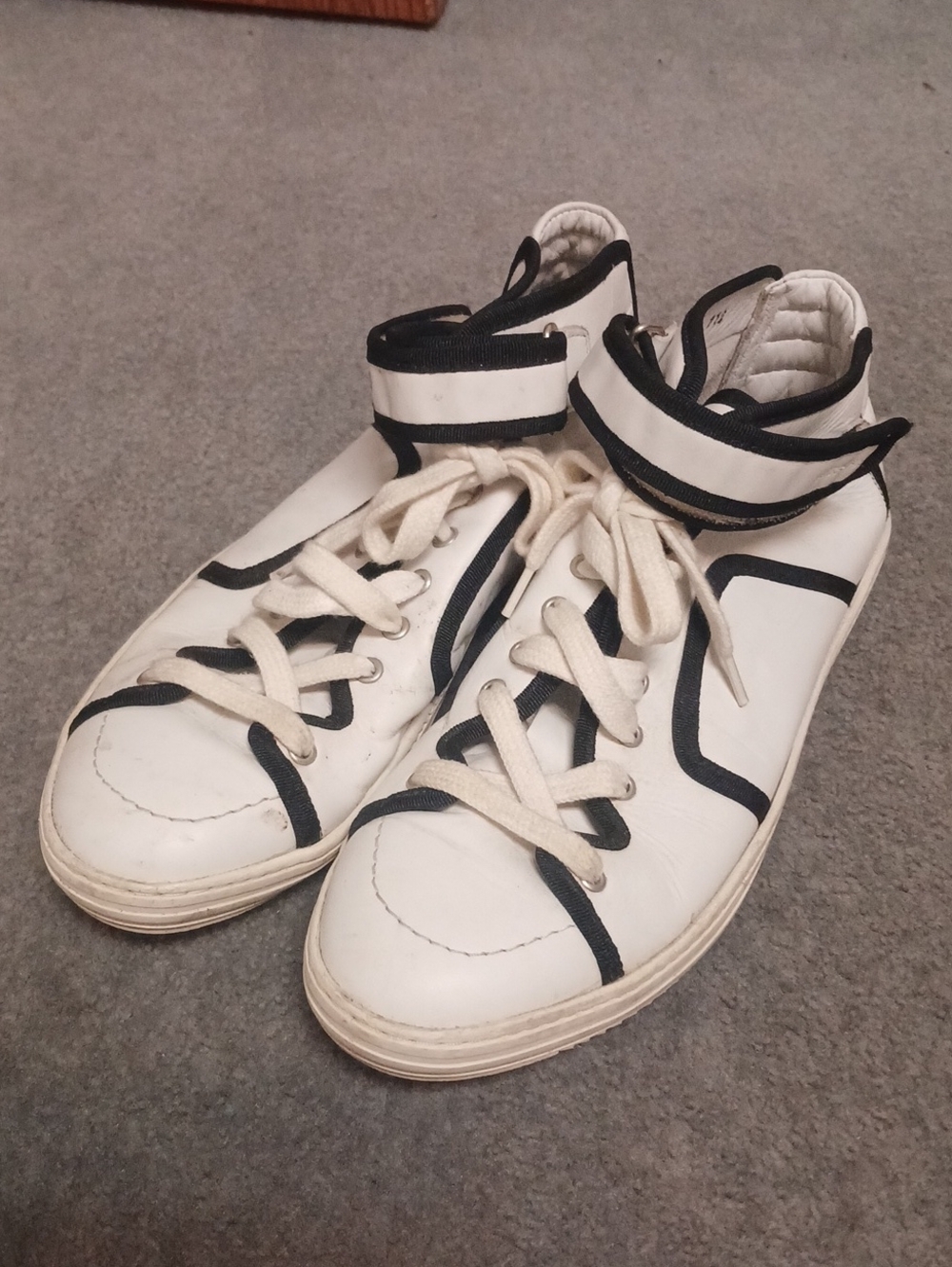 Pierre Hardy White LeathersSneakers with Black Trim